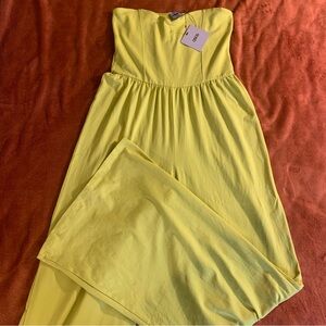 ASOS Chartreuse Strapless Jumpsuit